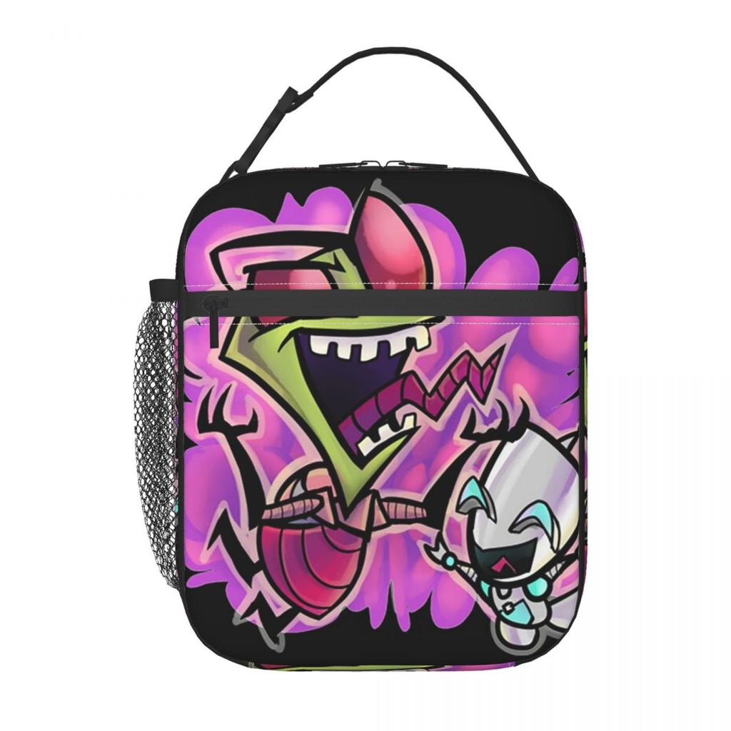 Gir Invader Zim Anime Insulated Lunch Bag for Women Children Portable Food Boxes Thermal Lunch Box Tote