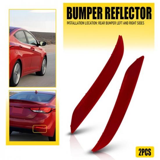 2x Red Lens Rear Bumper Reflector For 2014 15 2016 Hyundai Elantra Left Right EK