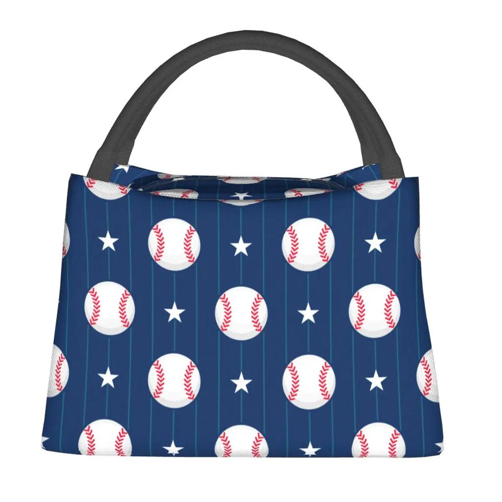 Lunchtassen met Baseballthema Design Accessoires Draagbare Geïsoleerde Canvas Koeltas Bal Sterspeler Thermische Picknick Draagtas Vrouwen