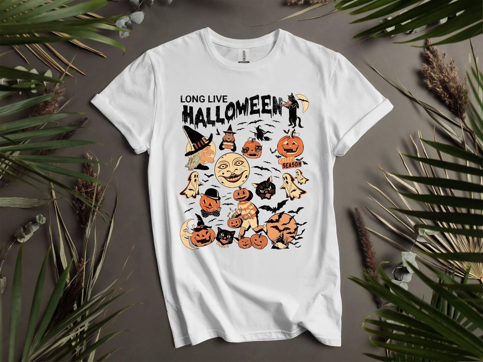 Long Live Halloween Pumpkins T-Shirt Mens Womens Tees Top T Shirt Mens Womens Tees Top Men Women Unisex Tshirt K968 2XL