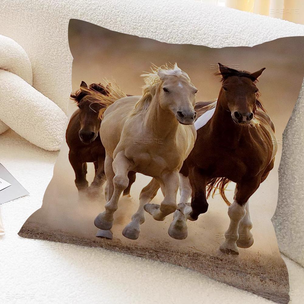 Beautiful Horse Personalized Picture Text Home Decorative Pillows Household Gifts 45x45cm