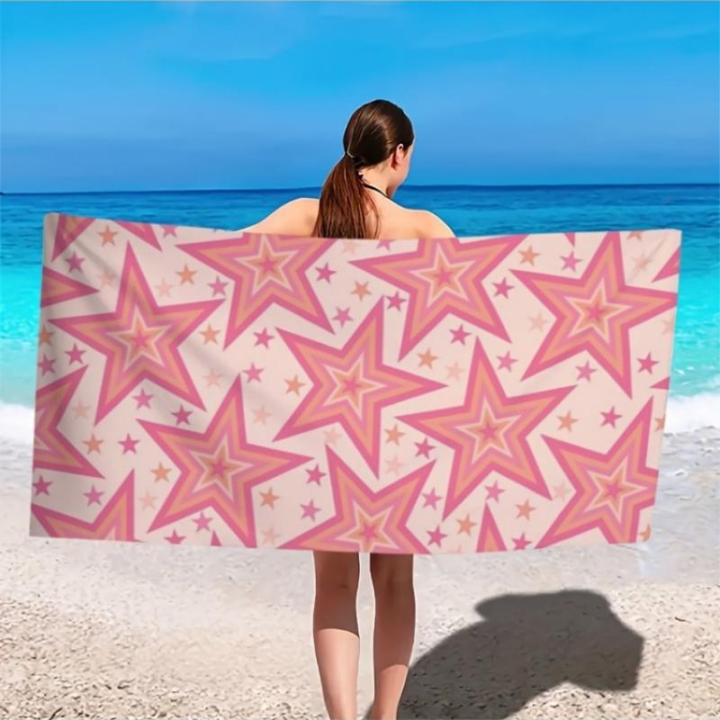 

1pc Dreamy Starry Sky Beach Towel - Pink Star Pattern Bath Towel - Fashionable Summer Essential Themed Beach Towel, Summer W40*H60(CM)