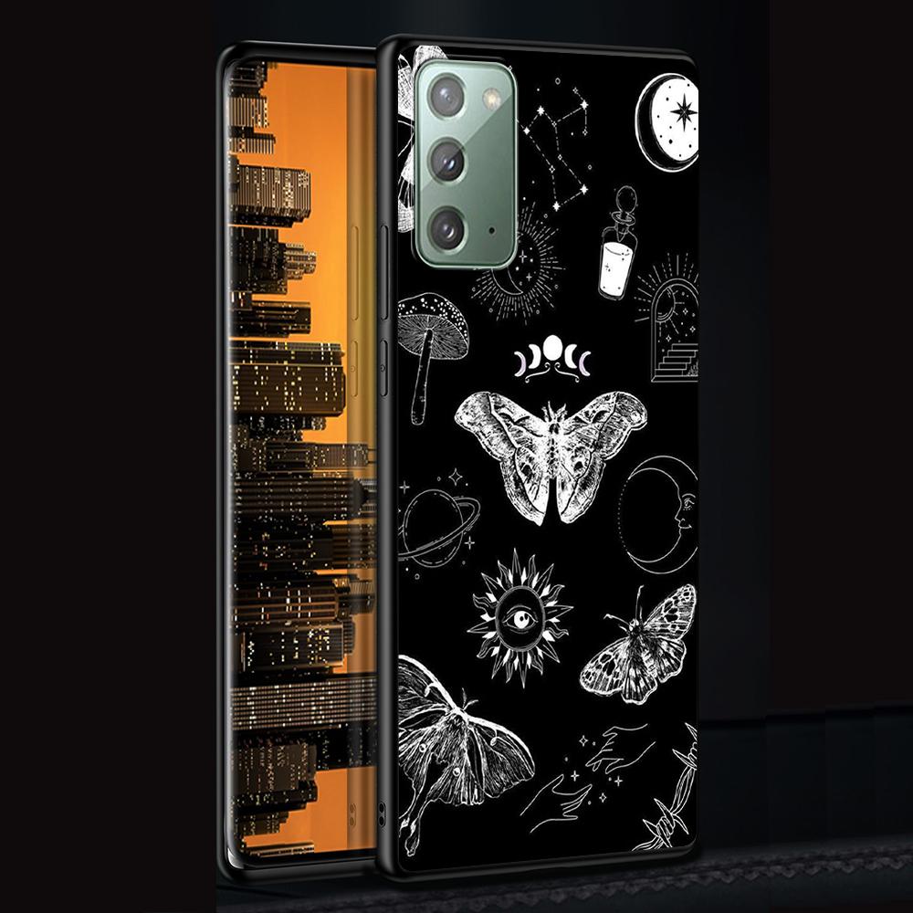 Butterfly Case for Samsung Galaxy Note 20 Ultra 10 Lite 9 8 A53 A52 A12 S22 S21 FE S20 Plus TPU Black Phone Cover Shell Animals