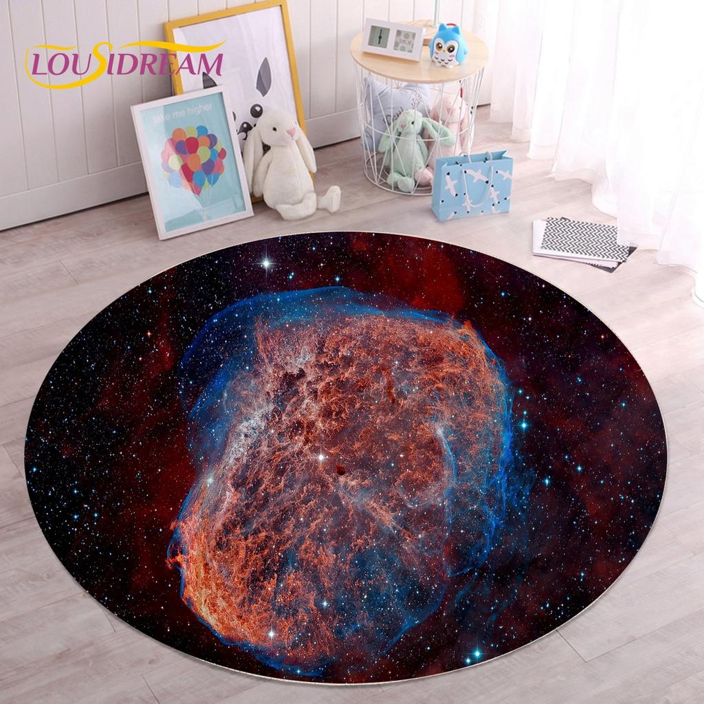HD Galaxy Universe Space Stars Runder Teppich, Teppich für Wohnzimmer, Kinderzimmer, Sofa, Spielzimmer, Dekoration, rutschfeste Bodenmatte