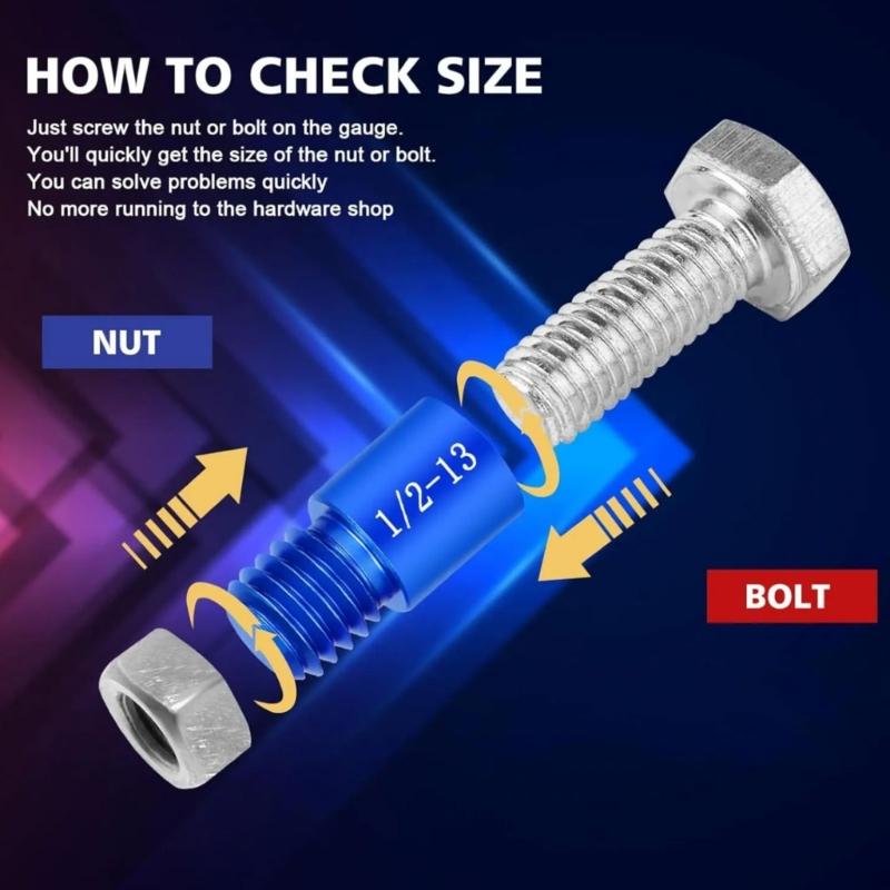 44Pcs Stainless Steel Nut And Bolt Thread Checker Bolt Sizing Gauge Set For Mechanical Repair And DIY Projects