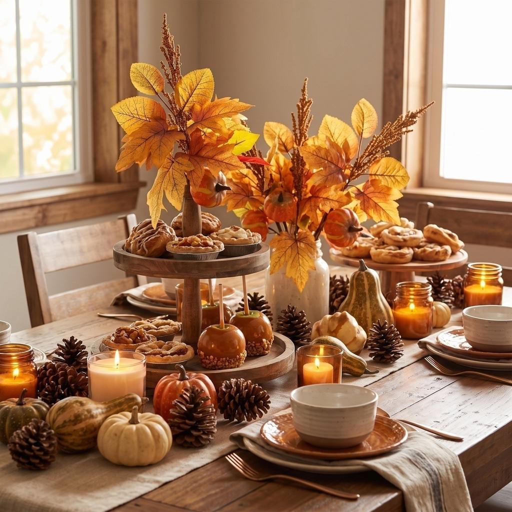 Artificial Fall Maple Leaf Garland for Thanksgiving Home Decor - Table Decoration