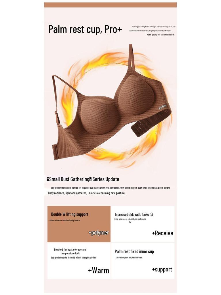 Women's Seamless Brushed Fabric Underwear: Autumn/Winter Style, Wire-Free, Small To Large Chest Support