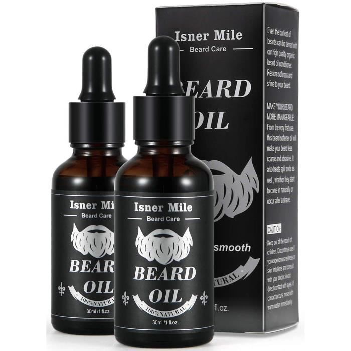 ISNER MILE Pack de 2 Huile à Barbe Rici Barbe Originale 30 ml x 2 Soin De Barbe, Idéal Pour La Croissance, Adoucir, Hydrater