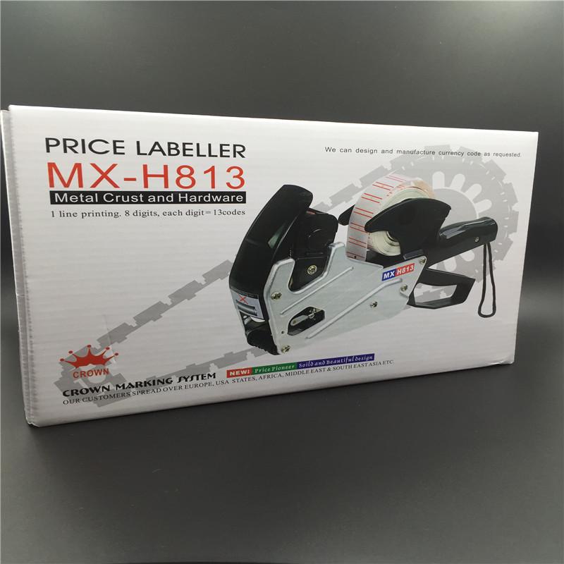 Crown MX-H813 Aluminum Alloy Price Labeling Machine, Single Row for Supermarket, Includes Free Shipping & Price Label Paper. 1 Labeling Machine + 10 Rolls Price Label Paper