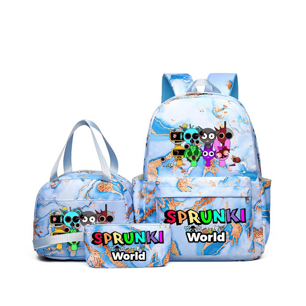 Rhythm Box Music Game Heat Transfer Backpack Sprunki Primary and Secondary School Students Children's Cute Schoolbag Three-piece Set