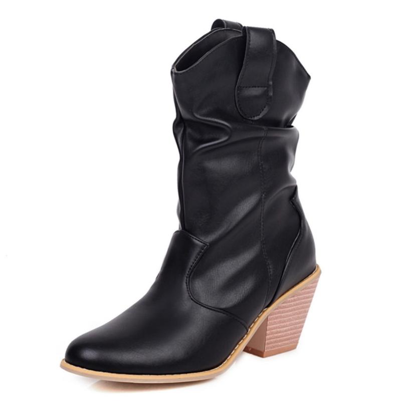 Повседневные женские ботильоны на щиколотке панк-каблуки черные красные белые плиссированные ковбойские для ковбоев осенне-зимние для вечеринок короткие туфли женские 2024 39 5209₽
