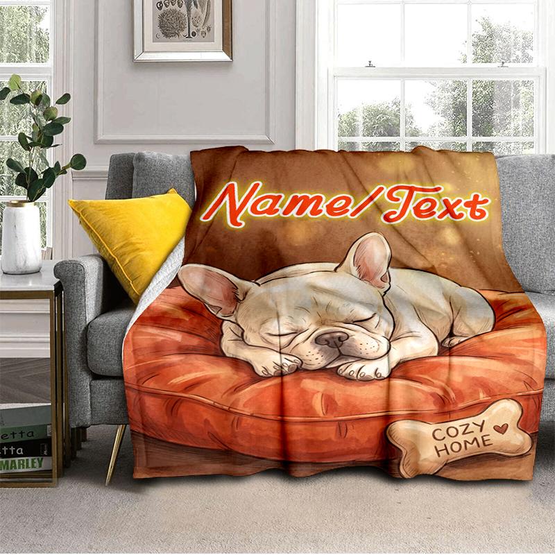 1PC Custom Name Cozy Home Pet Rest flannel blanket versatile,all-season throw suitable for the living room,bedroom,camping,travel,and gift