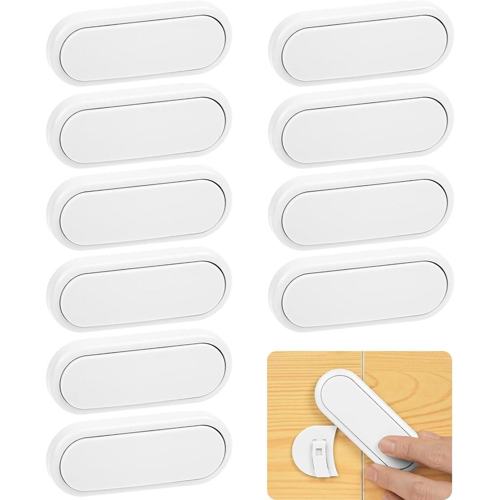 Kids Cabinet Locks, 10 Pcs Child Safety Cabinet Locks, Child Locks for Cupboards, Child Safe Latches for Kitchen Door Drawer Cupboard