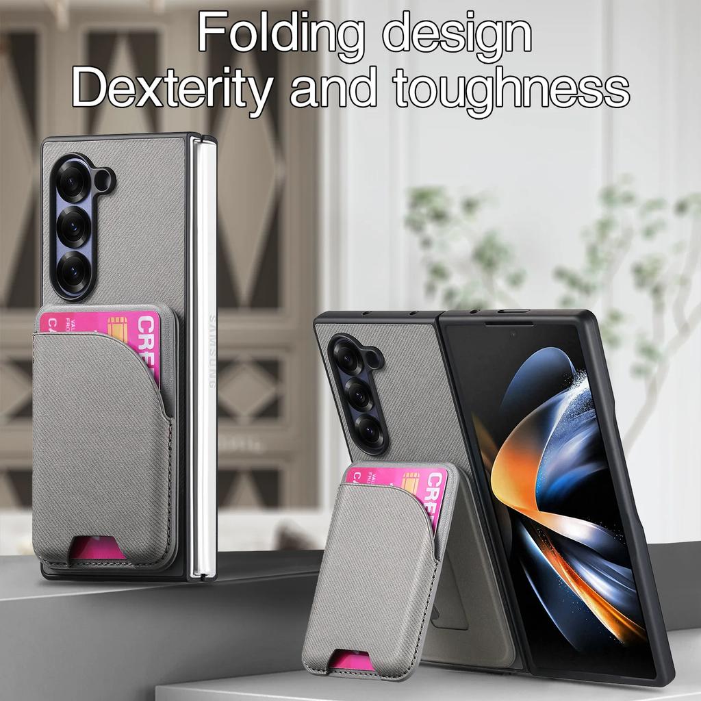 2 In 1 Detachable Magnetic Wallet Case with Card Holder Phone Case for Samsung Galaxy Z Fold 7 6 5 4 3 Fold7 Fold6 Fold5 Fold4