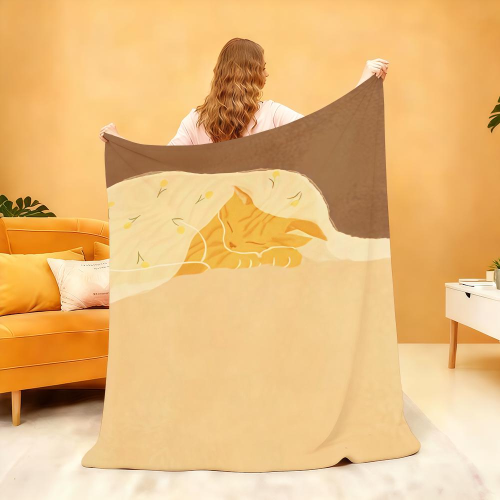 Cute Cartoon Cat Art Kawaii Blanket Soft Throw Blanket for Home Bedroom Bed Sofa Picnic Travel Office Rest Cover Blanket Gift