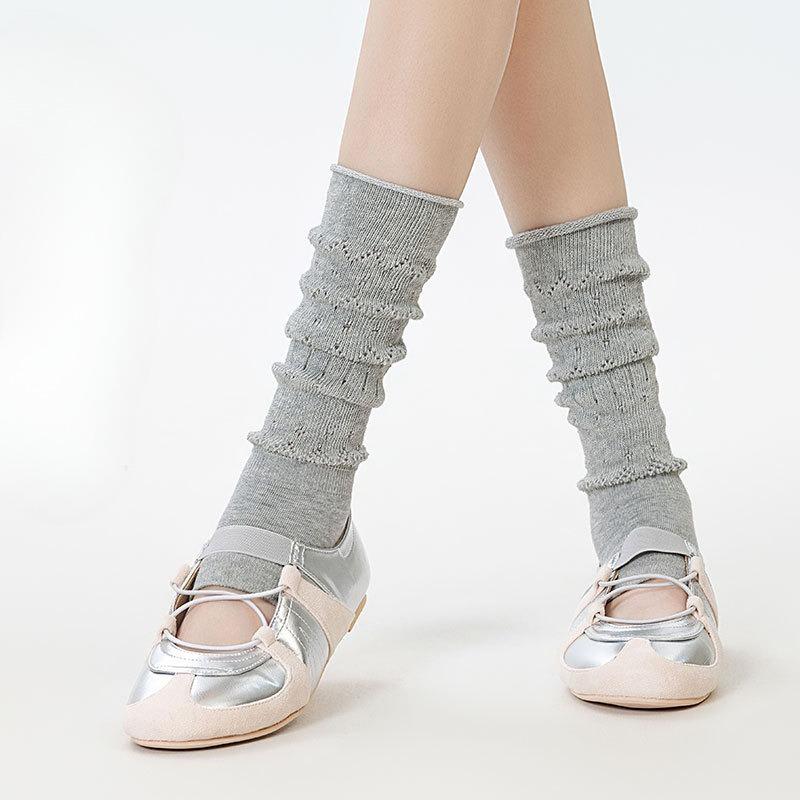 Ballet-style Socks, Women's Half-rest Ankle Socks, Summer Thin Hollowed-out Pile Socks, White Calf Socks, Spring and Autumn Long Socks