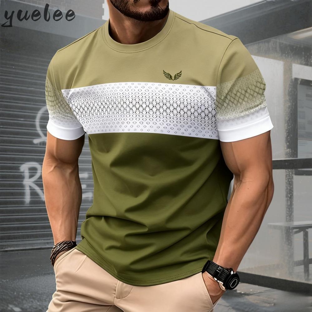 Summer Men's Patchwork T-shirt Men's O-neck Sports Casual Loose Comfortable Short Sleeved Daily Wear Men's Clothing