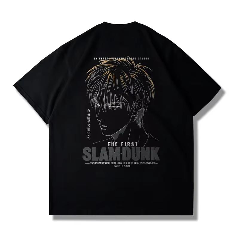 Large Cotton Men's Japanese Anime 2025 Slam Dunk Master Printed Short Sleeve T-shirt Summer Casual Loose T-shirt Top Clothing
