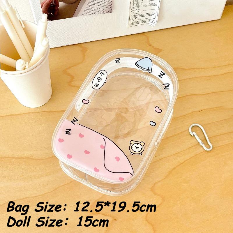 Original Design Transparent PVC Storage Bags for Women Kawaii Doll Storage Bag with Colorful Lanyard Plush Doll Display 2025 New