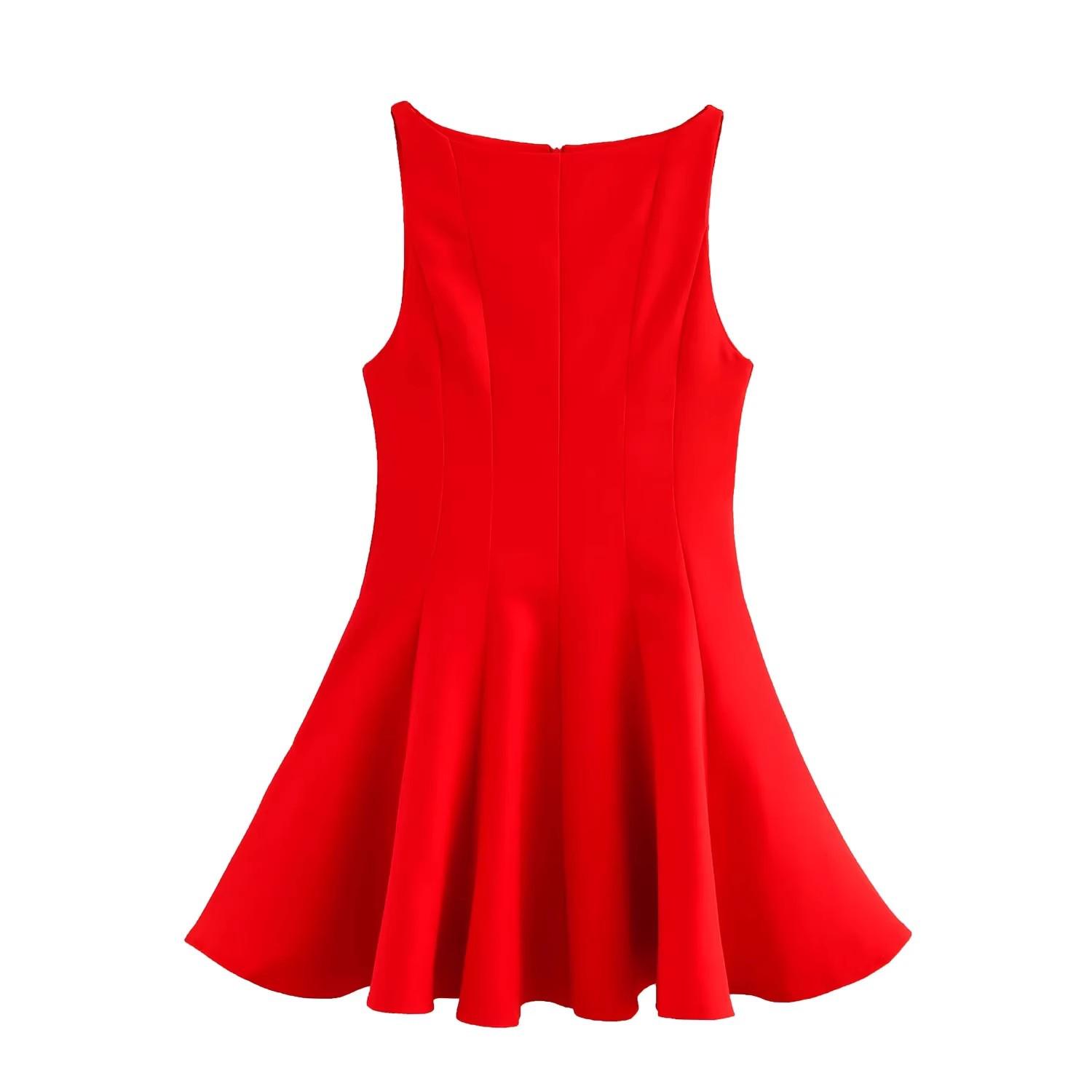 

Весна 2025 Женское короткое платье в европейском и американском стиле с широким подолом L красный