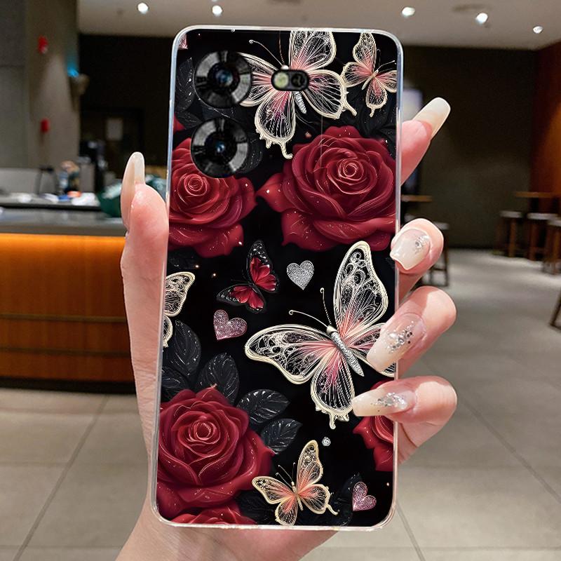 For Techno Pova 5 LH7n 5Pro LH8n Phone Case Tecno Pova 5 Pro Case Clear Luxury Fashion Butterfly Flowers Soft TPU Silicone Cover