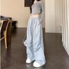 American Gray Hip Hop Wide-Leg Jazz Sweats: Loose, Floor-Length Women's Casual Sports Pants