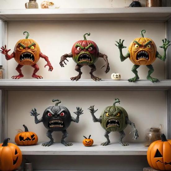 

Pumpkin Evil Figurine Spooky Resin Halloween Tabletop Decoration for Home Office Desk Decor Halloween Party Supplies C