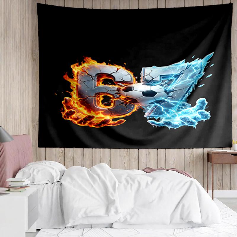 67 Print Tapestry, Backdrop, Easy Setup, Ideal for Bedroom, Office & Living Room, with Aesthetic Wall Hanging Decor.