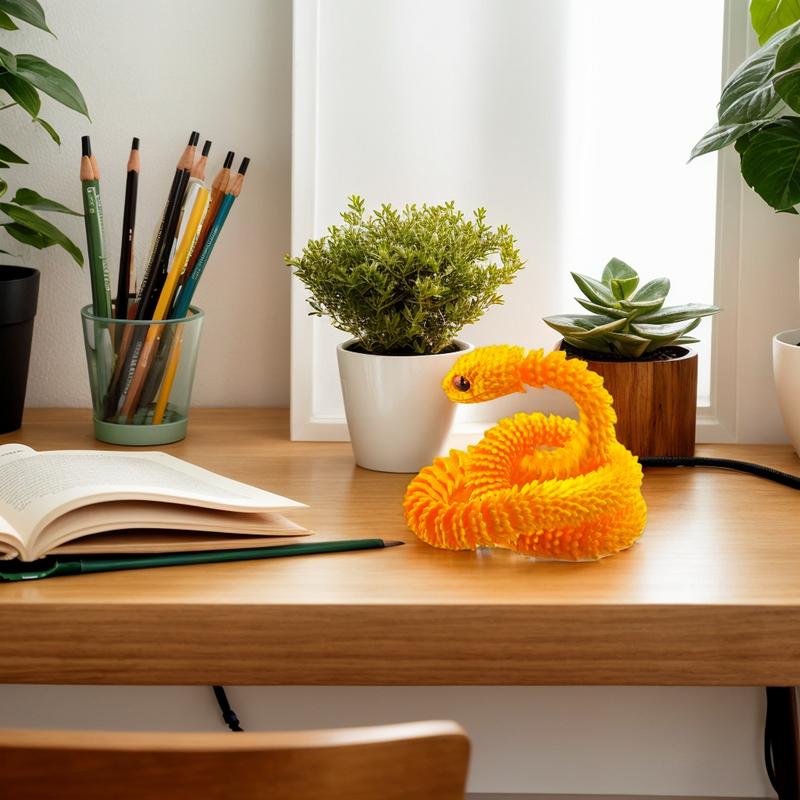 3D Printed Snake Movable Joint Simulation Snake Figurine Creative Snake Model Collectibles Home Office Desk Decor Crafts Gift