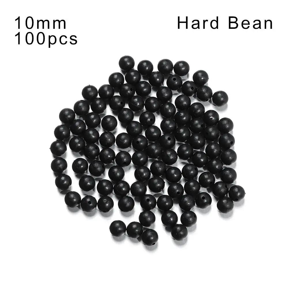 100Pcs Fishing Beads Space Stopper Black 3mm-12mm Round Soft and hard beans Fishing Lures bait Hook Rig Accessories