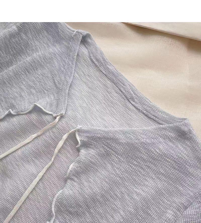 Cardigan Curto de Malha de Seda Gelada Feminino com Saia Camisola e Xale Pequeno - Proteção Solar Leve de Verão