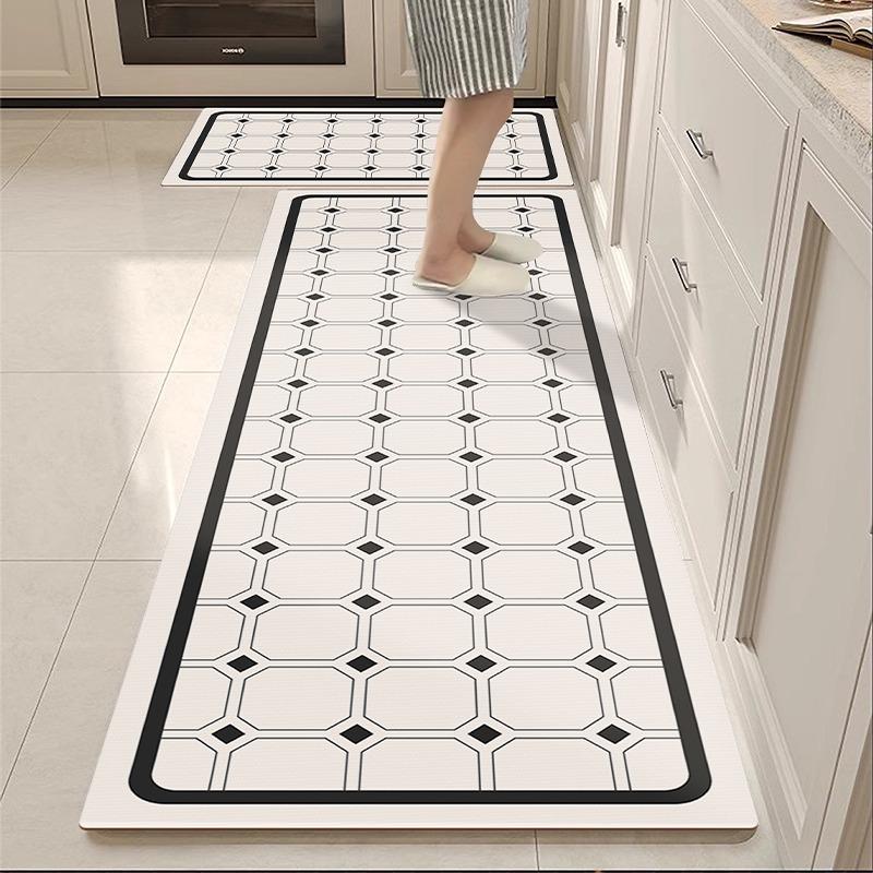 

Кухонный ковер Нескользящий Водонепроницаемый Маслостойкий Коврик для пола Черно-белая клетка Интересный коврик Длинная полоса Домашнее украшение Коврики для ног 1pc 50x80cm