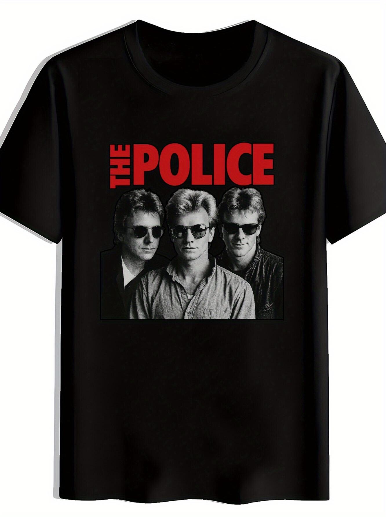 

Black The Police Graphic T-shirt - Casual Crew Neck L
