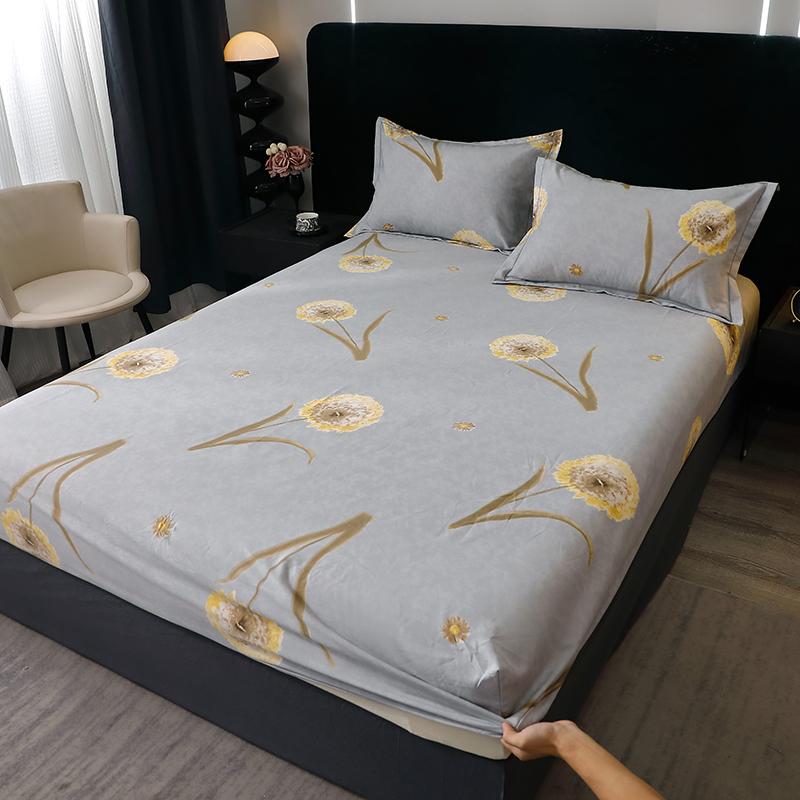 Queen Size Bedsheet 100% Cotton Fitted Sheet Brushed Bed Cover Soft Mattress Protector Sabanas Para Cama (Pillowcase Need Order)