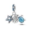 925 Silver Luminous Blue Ocean Series Octopus Starfish Charms Beads For Women Fit Bracelet DIY Jewelry Gifts