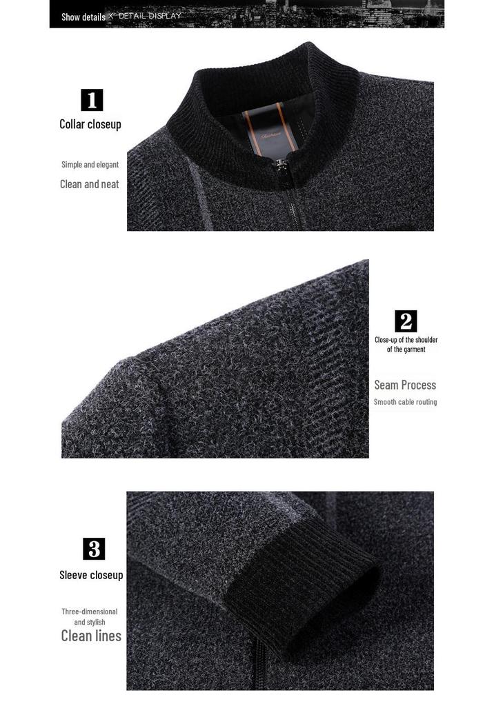 Men's Woolen Stand-Up Collar Casual Jacket - Autumn/Winter 2025