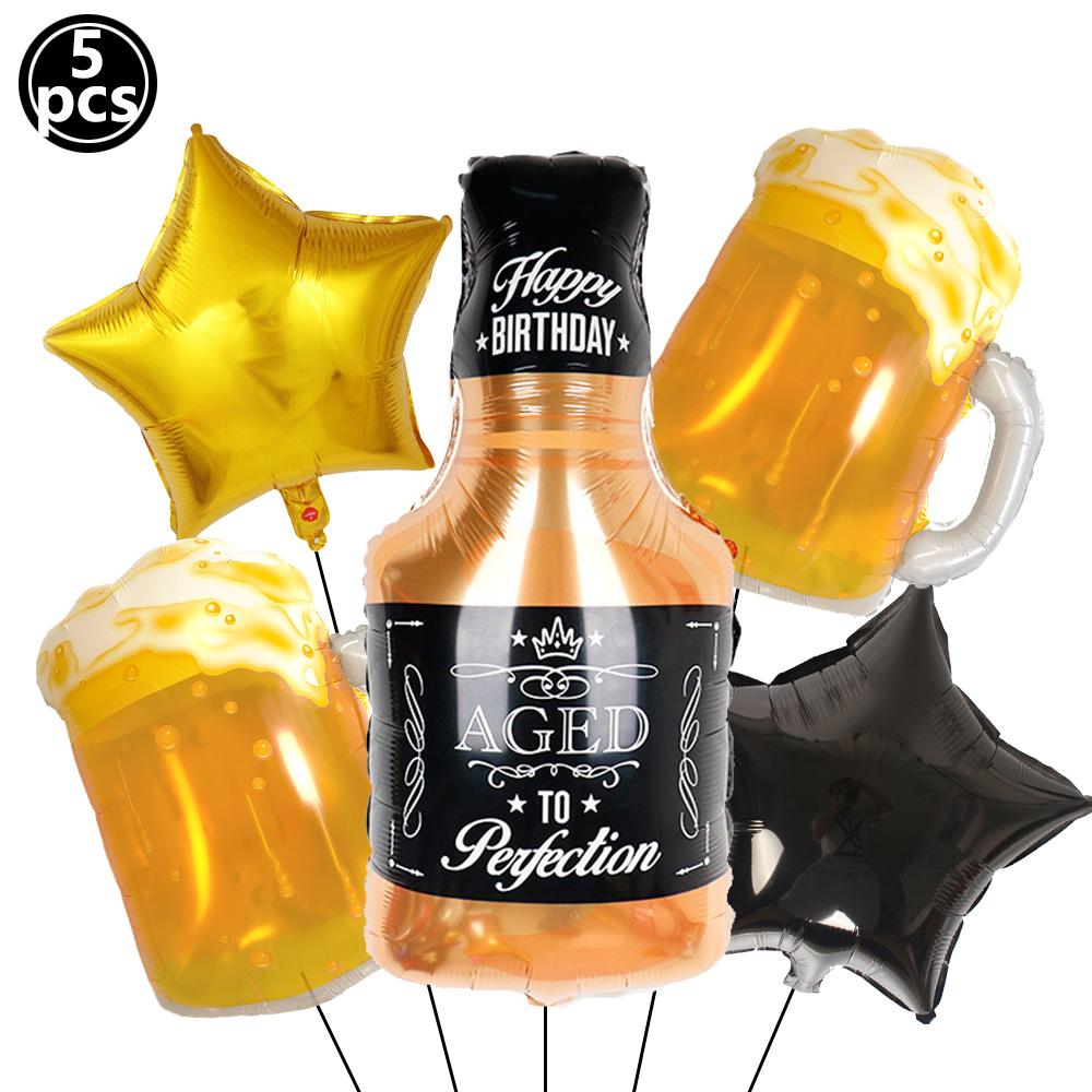 Whiskey Party Decor Whiskey Beer Bottle Glass Cup Balloon Banner Whiskey Honeycomb Table Decor Men Women Birthday Party Supplies