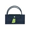 Longchamp Einfarbige Druckknopf Faltbare Besatz Leder Tragetasche Klein Damen Handtaschen Blau L1621919P68