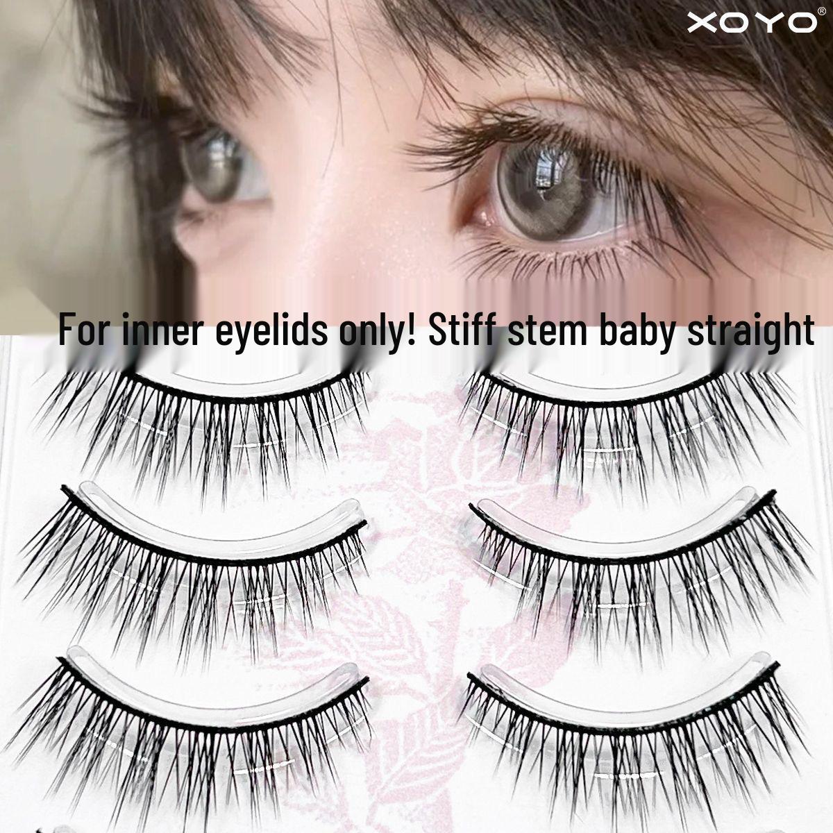 XOYO Natural-Look False Eyelashes for Men: One-piece Hard Stem, Straight Design, Ideal for Cosplay and Double Eyelid Support.