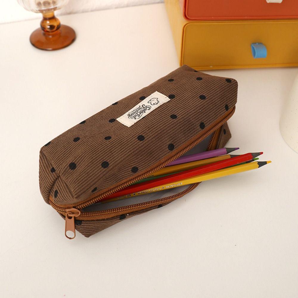 Polka Dot Design Pen Bag Large Capacity Pen Pouch Portable Stationery Bag School Office