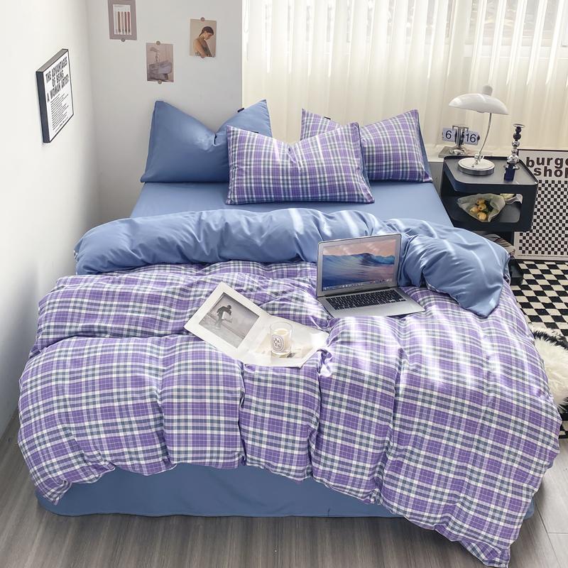 Japan Style Duvet Cover Geometric Plaid Single/Queen/King Quilt Cover Washed Cotton Dekbedovertrek 200x200(pillowcase Need Order