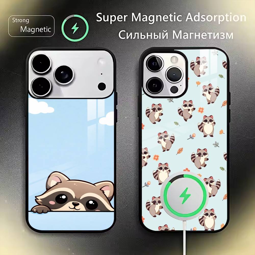 Little Raccoon Phone Case For iPhone17,16,15,14,13,12,11 Plus,Pro Magnetic with Magsafe Wireless Charging
