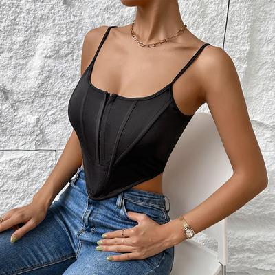 Patchwork Slim Camisole Women Backless Strap Y2K Crop Top Streetwear Ladies Fashion Sexy Club Summer Tank Top