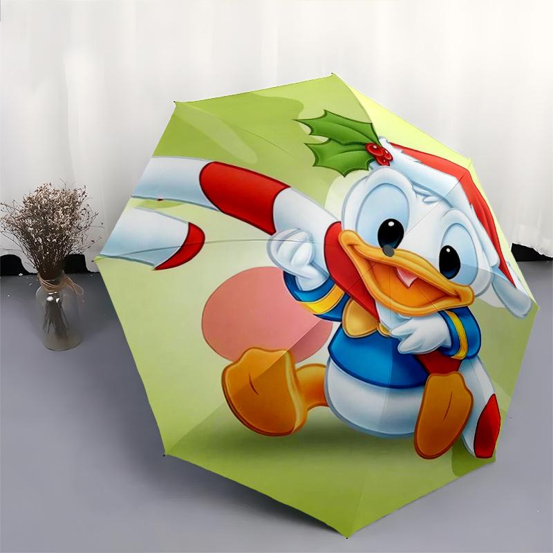 1pc Christmas Donald Duck Holiday Automatic Opening and Closing Umbrella - Lightweight 3-Fold Design, Suitable for Fans, Travel, Daily Use,