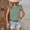 Women's Summer New Arrivals Casual Fly Sleeve Top V-Neck Striped Shirt
