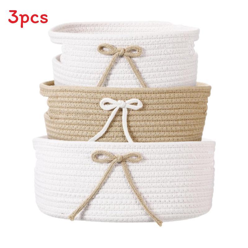 Modern Minimalist Storage Basket With Cotton Rope Handles For Home Organization And Gift Use