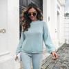 Winter Fall Women Elegant Lantern Sleeve Sweater Loose Knitted Casual Top