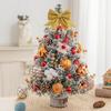 Mini Christmas Tree with LED Light Pre-lit Small Artificial Snow Flocked Tree with Ball Ornaments for Xmas Tabletop Indoor Holiday Decor