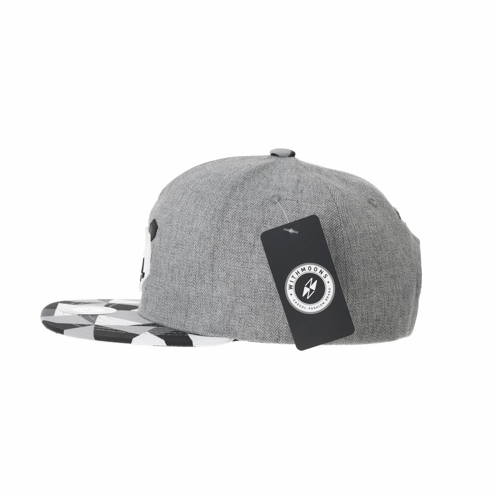 [Withmoons] Hut, Kappe, Gerader Schirm, Panda-Design, Gerade Kappe, Snapback Baseballkappe, Verstellbare Größe, TR2935 (grau)