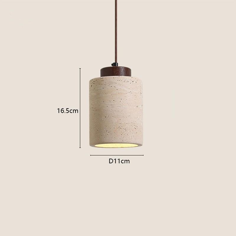 Yellow Travertine Stone Japanese-style Hanging Lights Bedroom Dinning Room Wooden Pendant Light Simple Retro Pendant Lamp